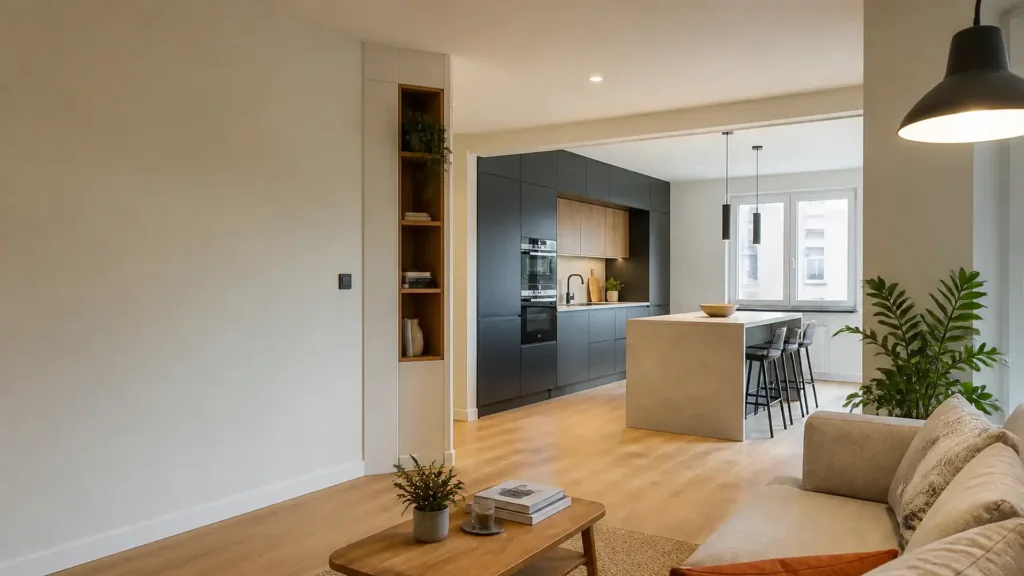 Salón y cocina abiertos tras una reforma integral en Vigo
